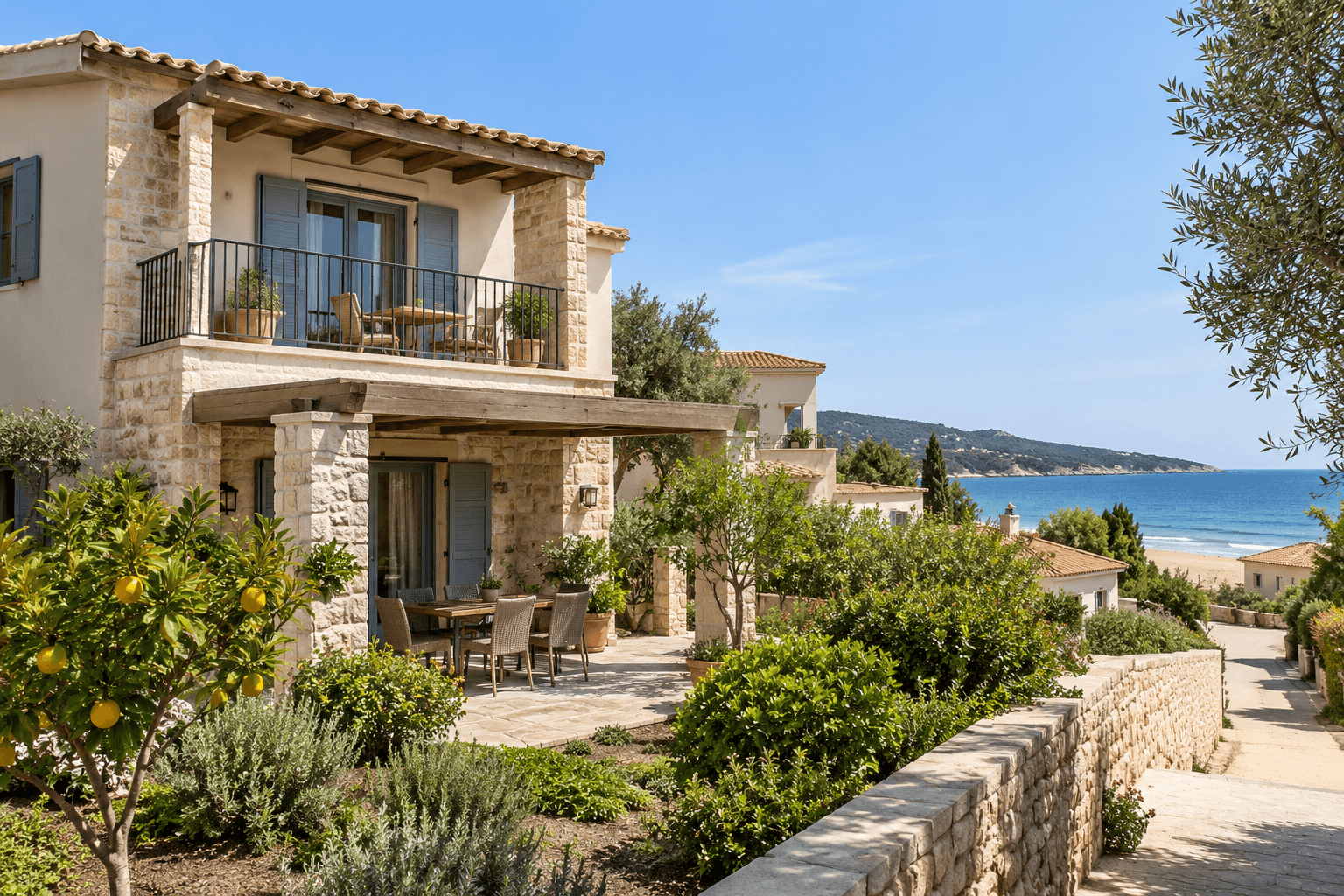 Mediterranean seaside duplex